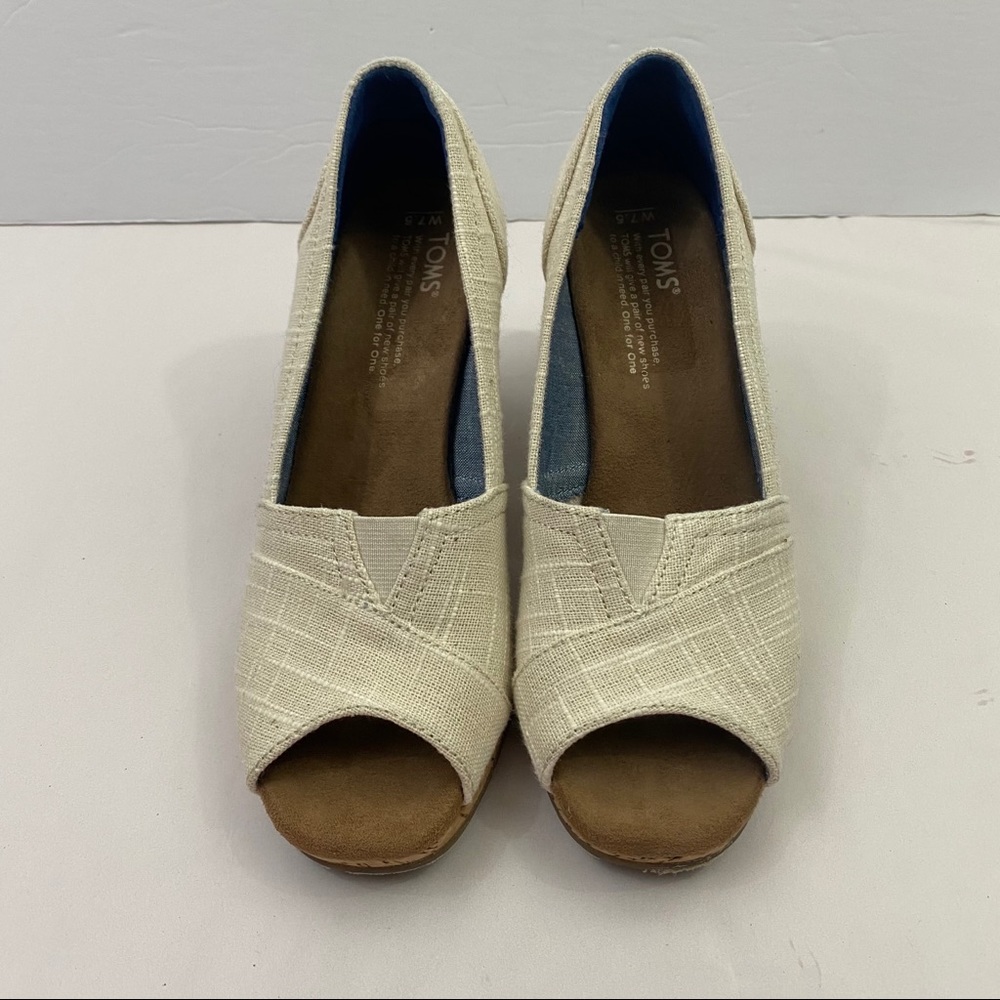 Toms Cream Espadrille Wedges